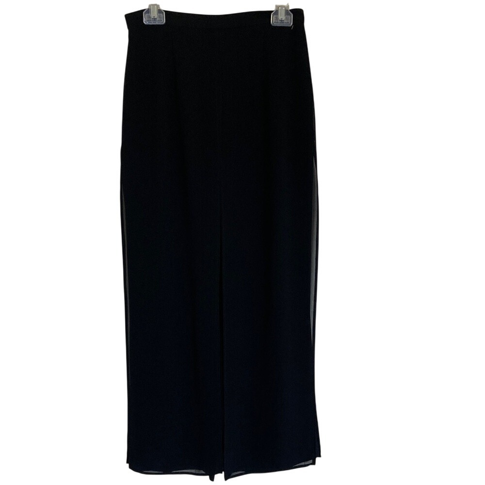 New JR Nites Caliendo Black Flowy Palazzo Pants Size 10P Sheer Special Event